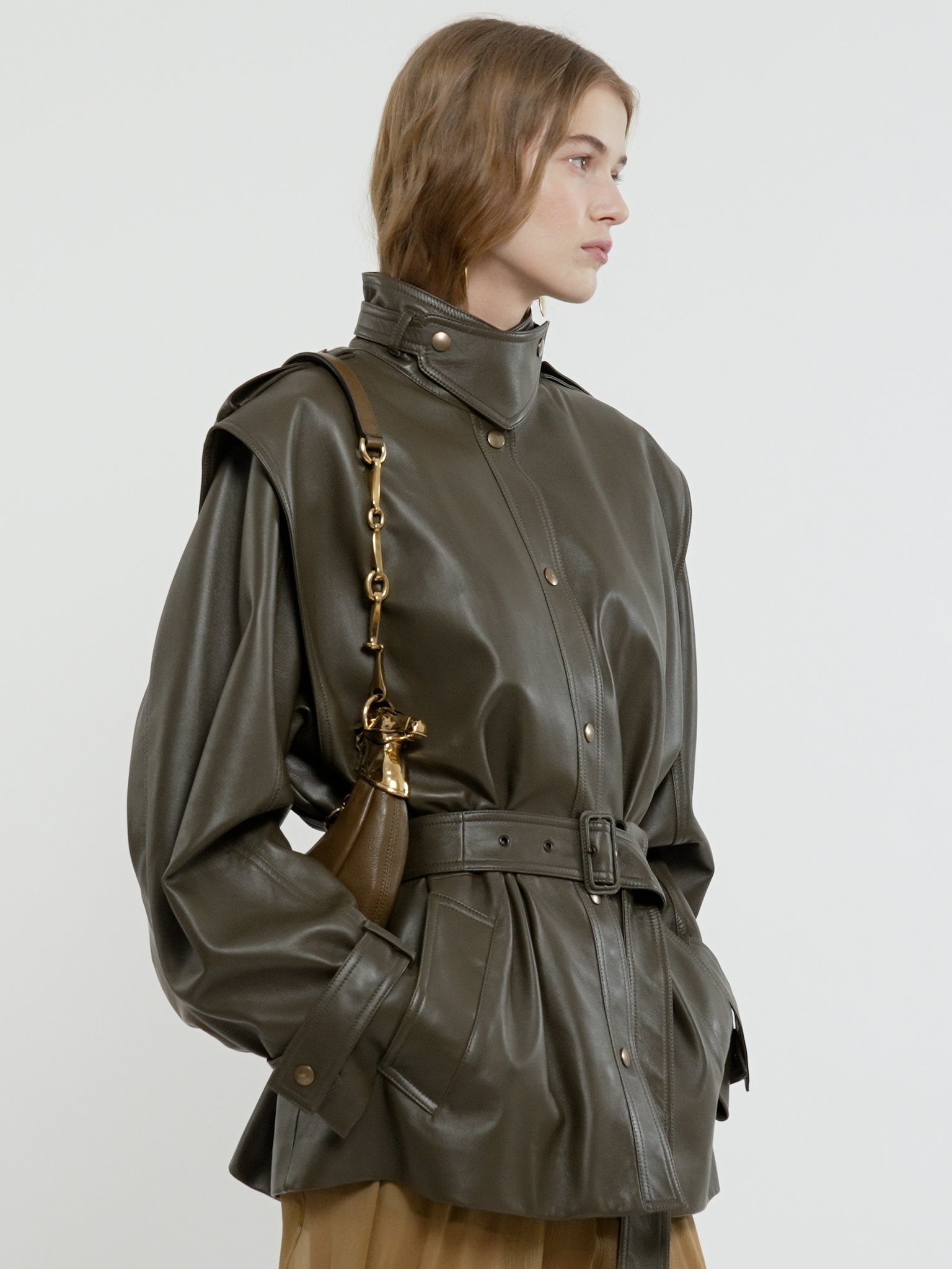 OVERSIZED BLOUSON JACKET IN LEATHER - 5