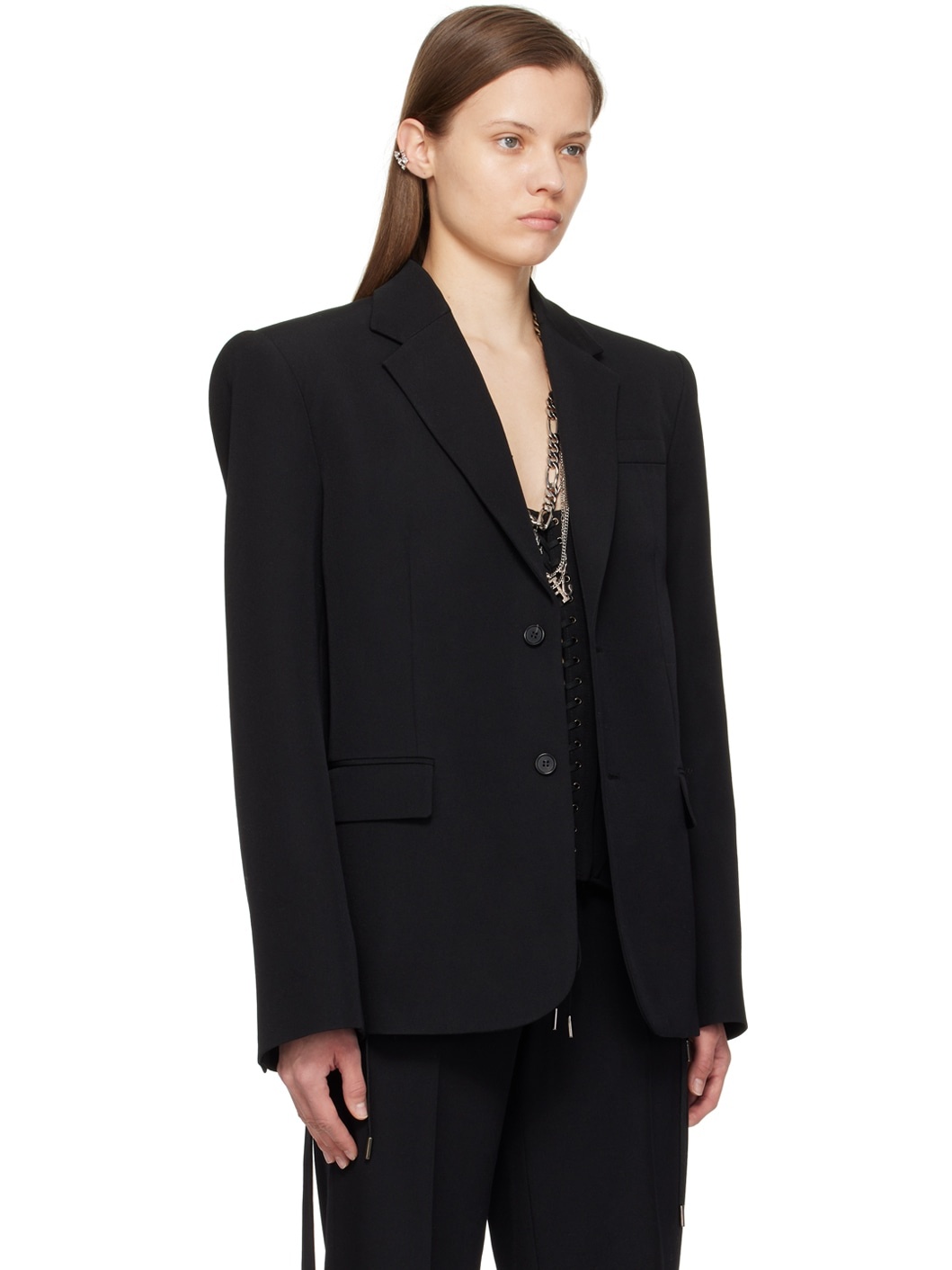Black Corseted Blazer - 2