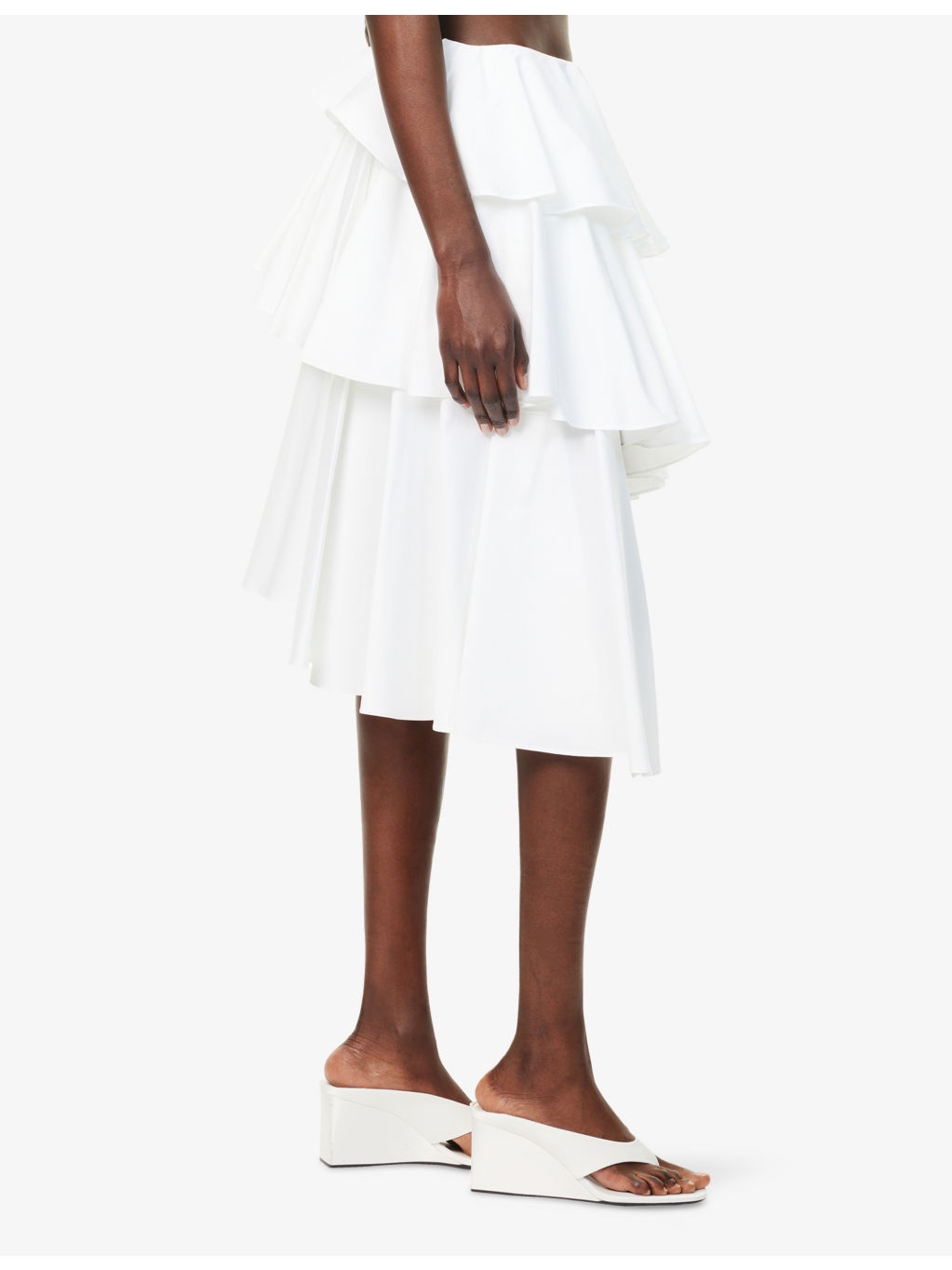 Spiral Ruffled Cotton-Poplin Midi Skirt - 4