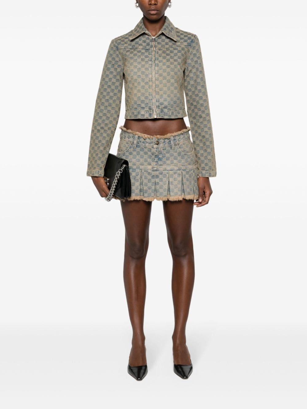 monogram-jacquard denim jacket - 2