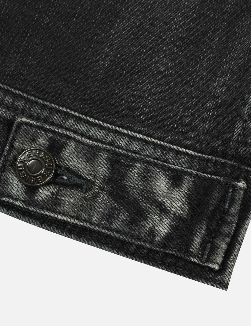 WASHED MULTIPLE BADGES AND BRUSHSTROKE DAICOCK PRINT RELAX FIT DENIM JACKET 12