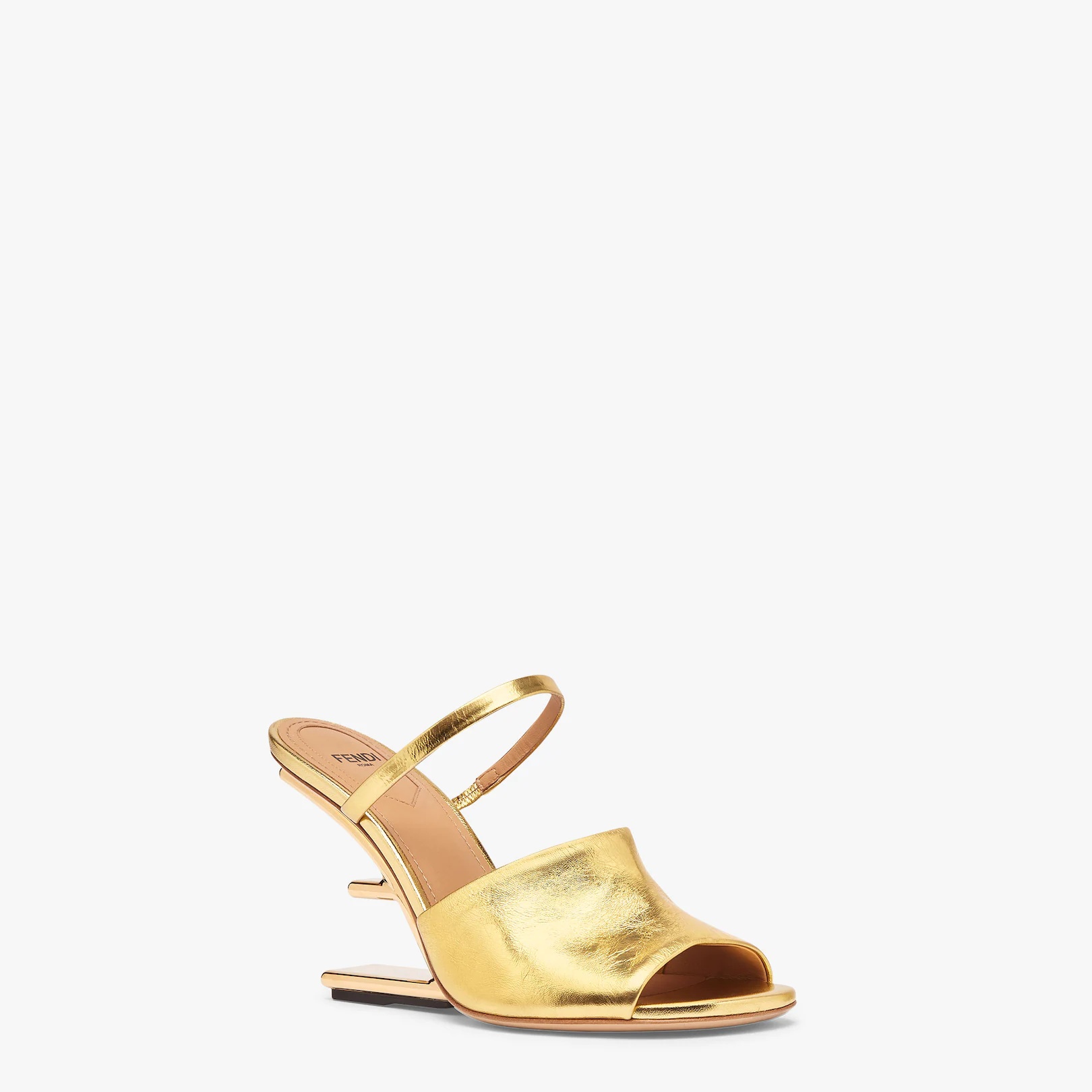 Gold nappa leather high-heeled sandals - 2
