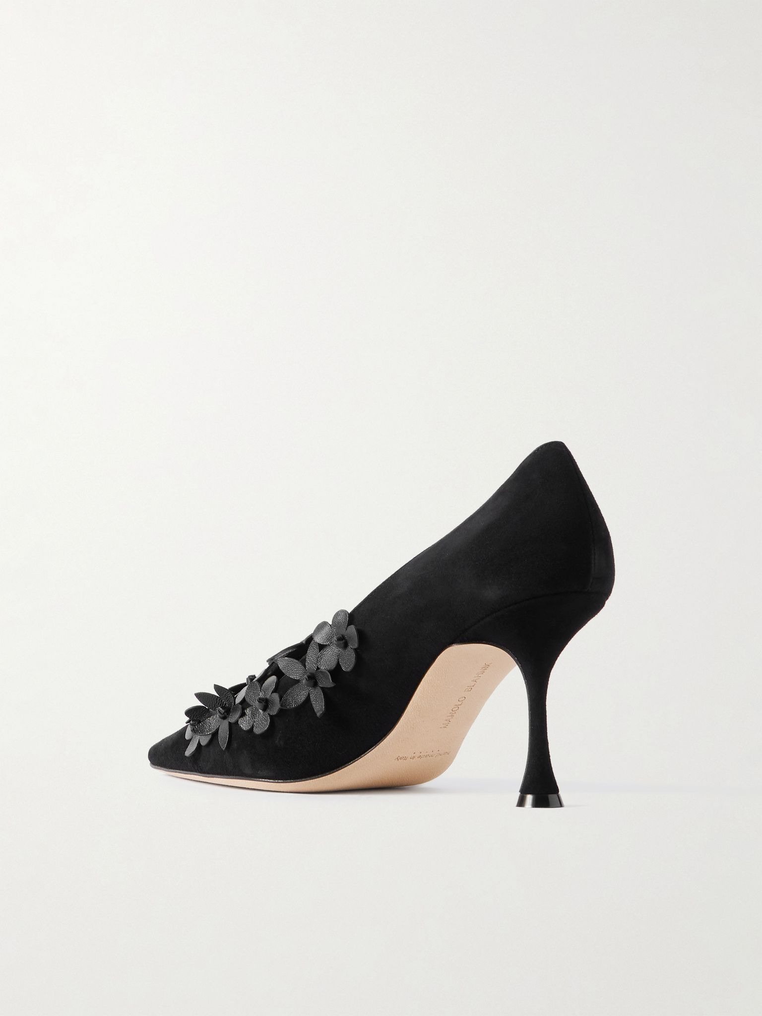 Harneclo 90 appliquéd suede pumps Black - 3