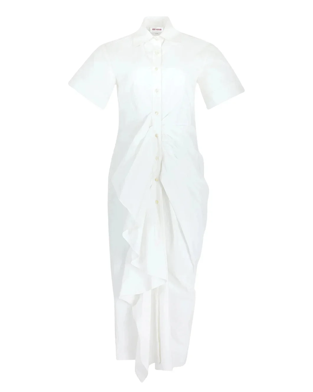 GATHERED RUFFLE SHIRT DRESS - 1
