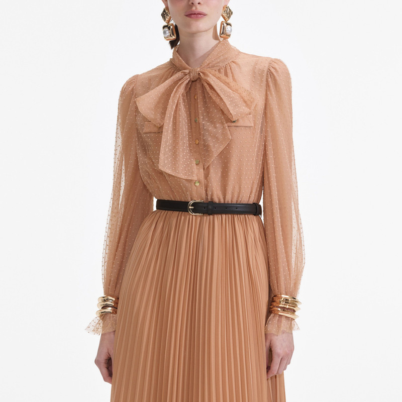 Tan Dot Mesh Maxi Dress 4