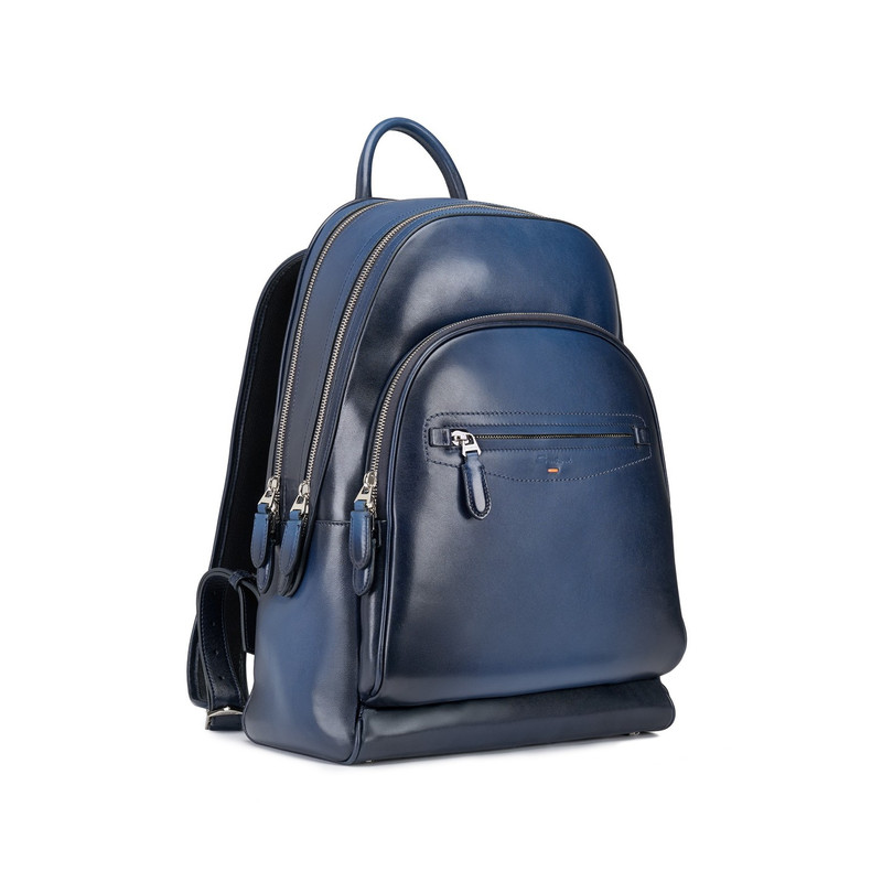Blue leather backpack 1