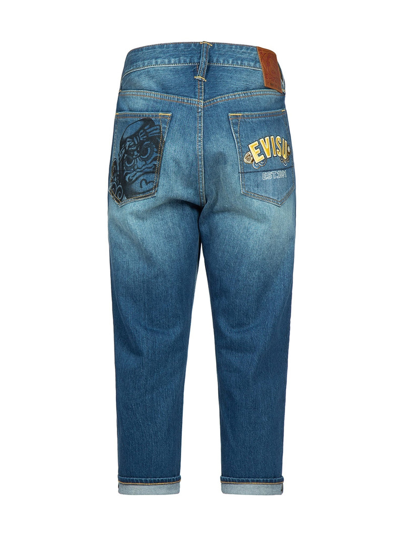 Taiko Daruma Print Cropped-Fit Jeans #2027 13