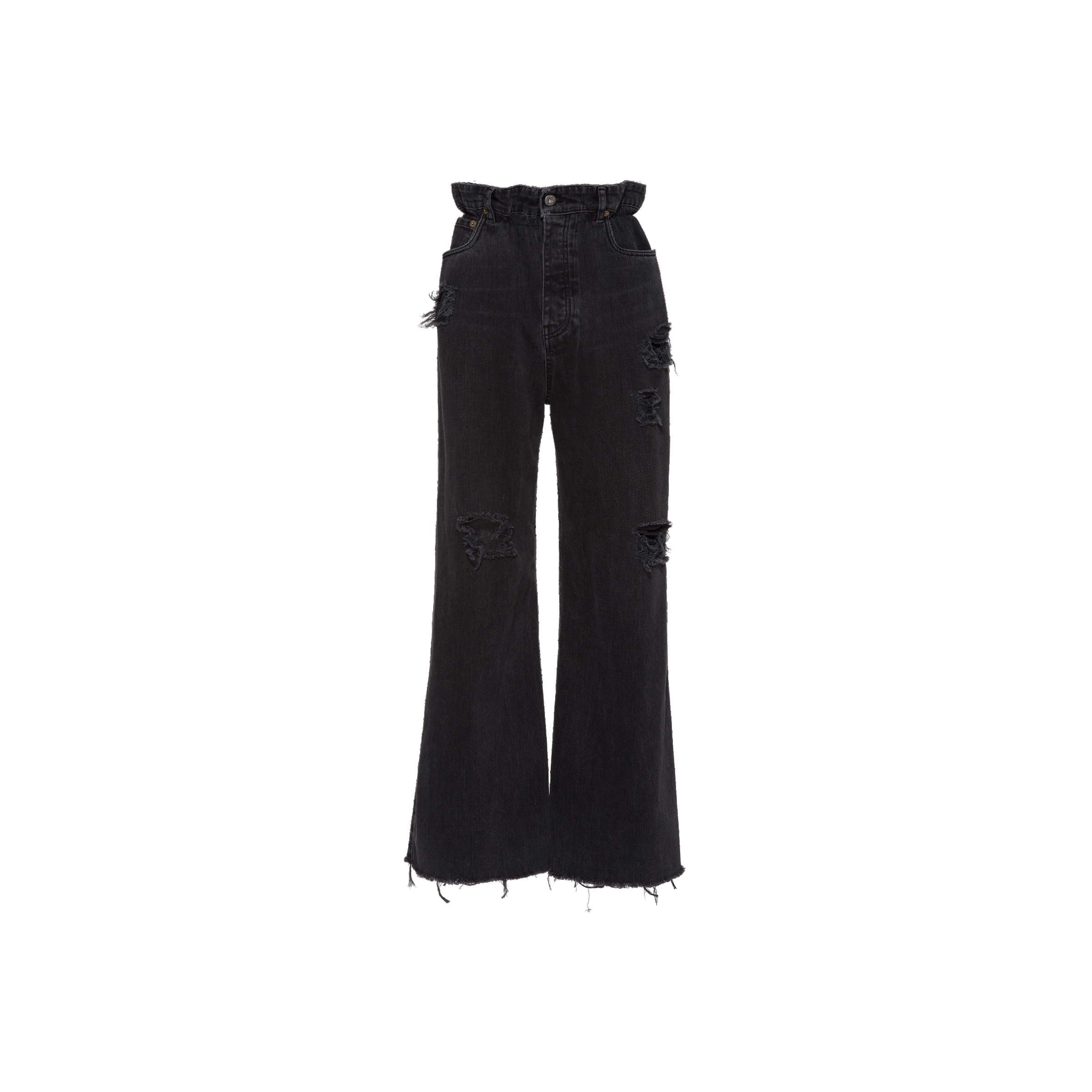Wide-leg black denim jeans - 1