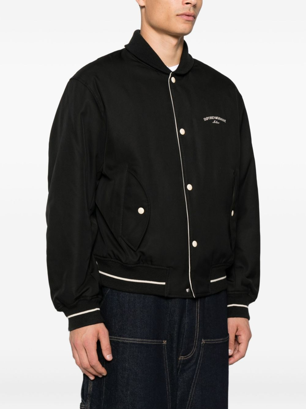 logo-embroidered bomber jacket - 3
