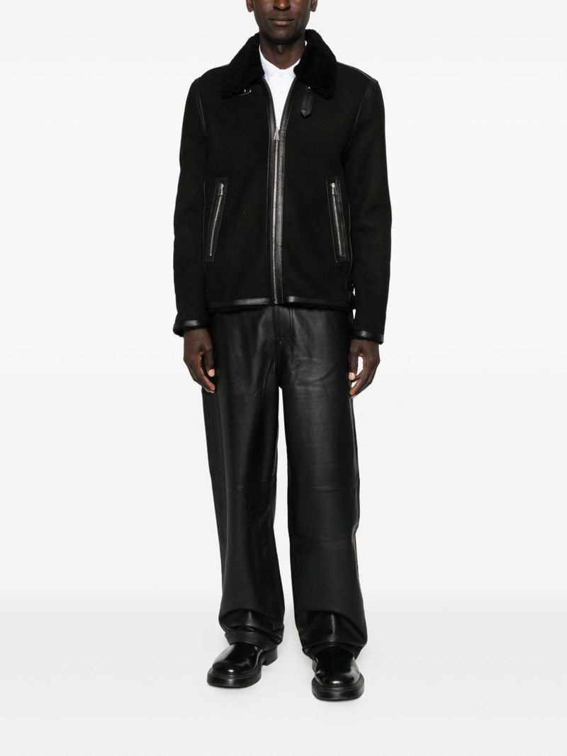 Paul Smith shearling-trim leather coat outlook