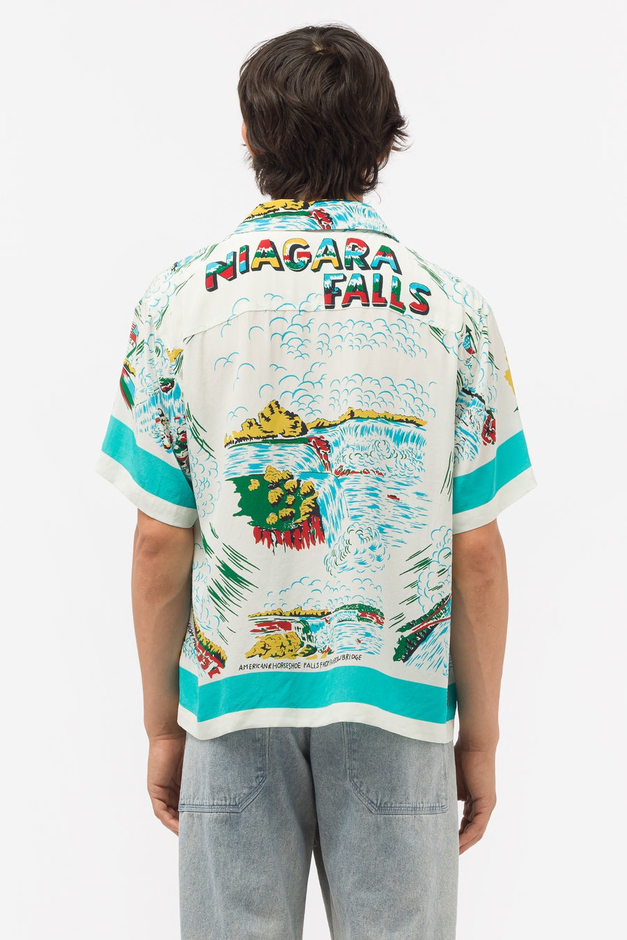 BODE Niagara Souvenir Short Sleeve Shirt in White | notreshop 