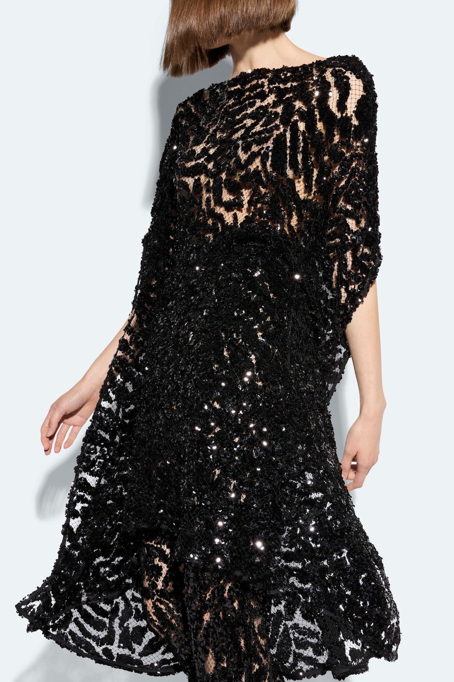 Abstract Sequin Cape Dress - 4