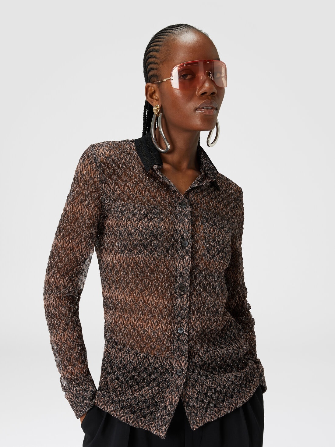 Lamé lace shirt - 4