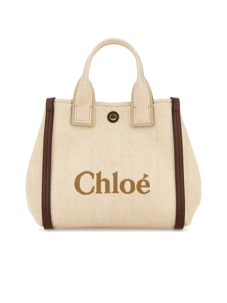 Small Chloé Carry Tote Bag in Raffia-Effect Fibres - 1
