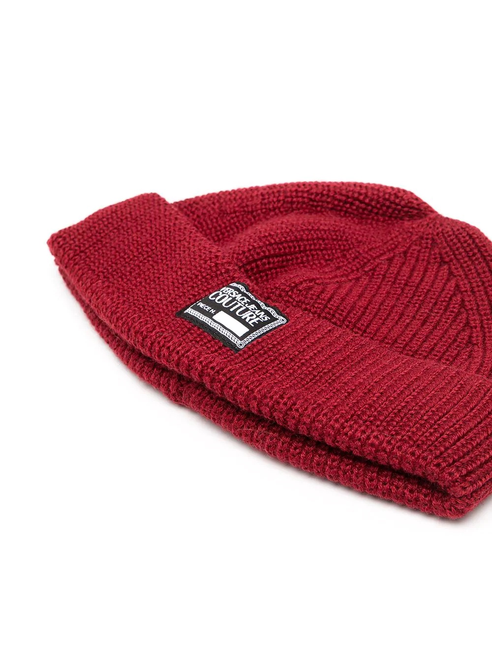 knitted logo patch beanie  - 2