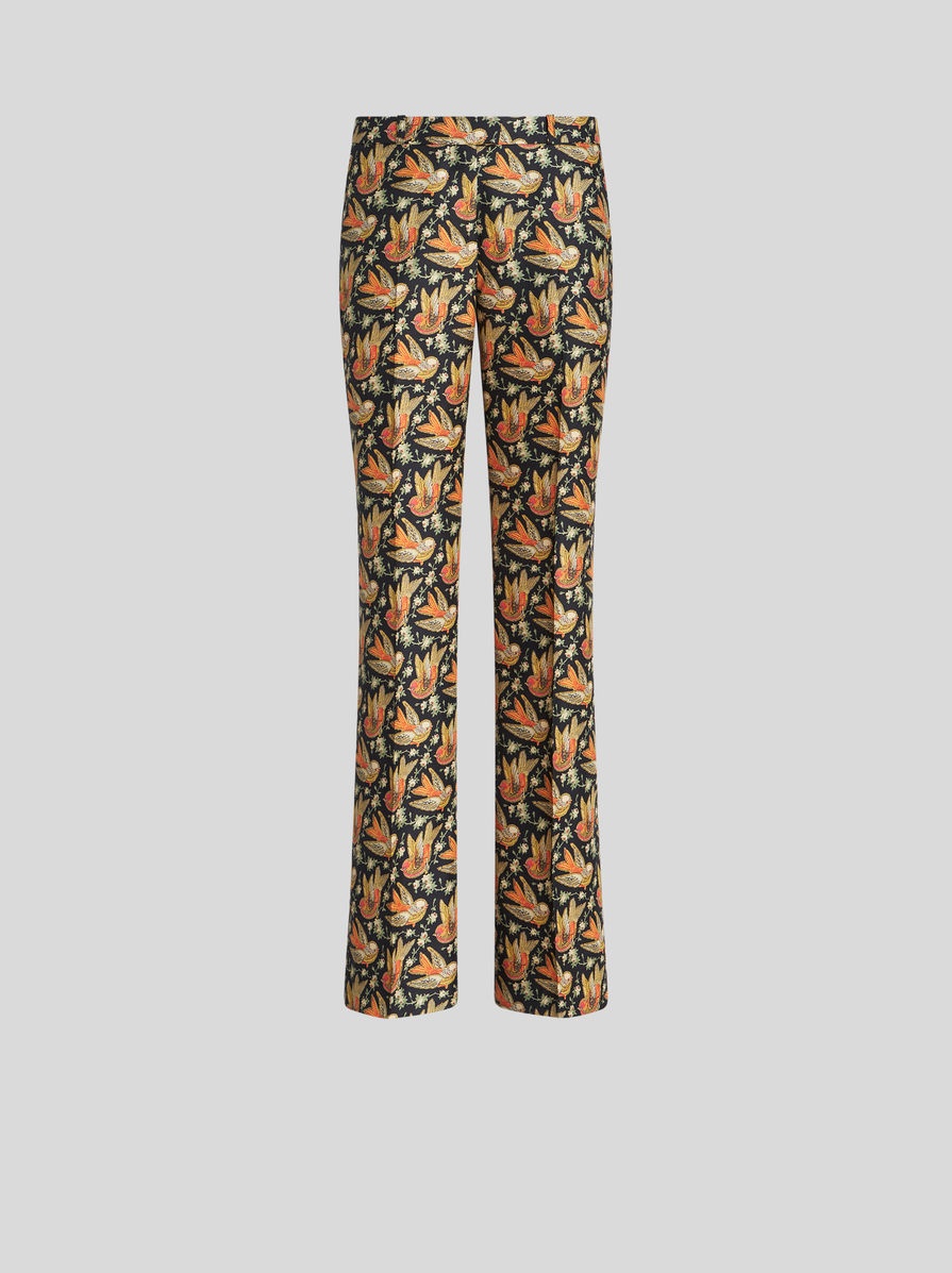 TWILL TROUSERS WITH BIRD PRINT - 1