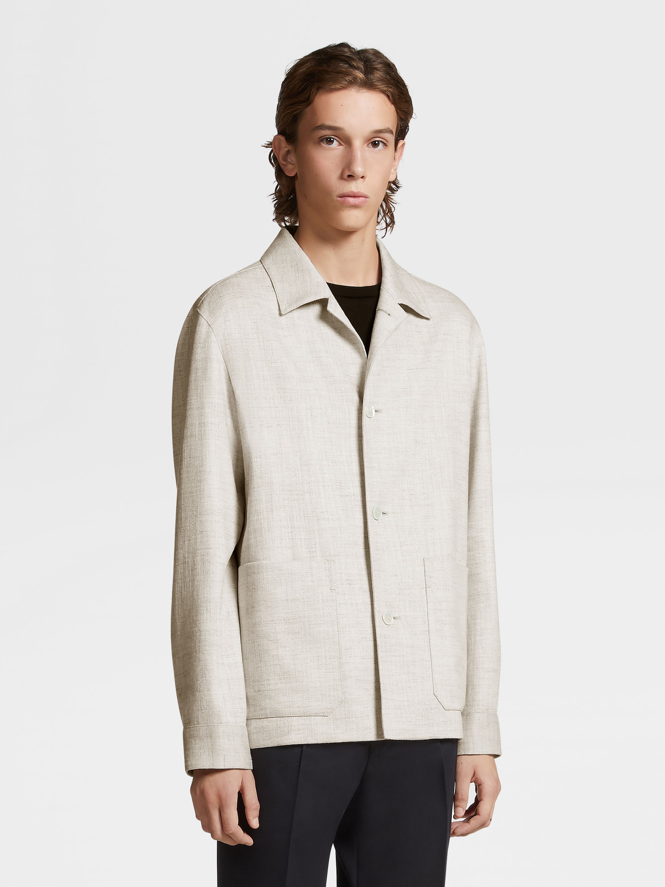 ジャケット・アウター LINEN CROPPED CHORE JACKET LIDNM / Llife ONLINE STORE / LINEN CROPPED CHORE JACKET