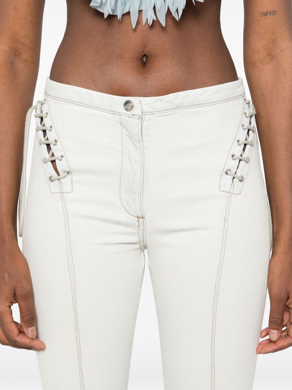 lace-up jeans - 5