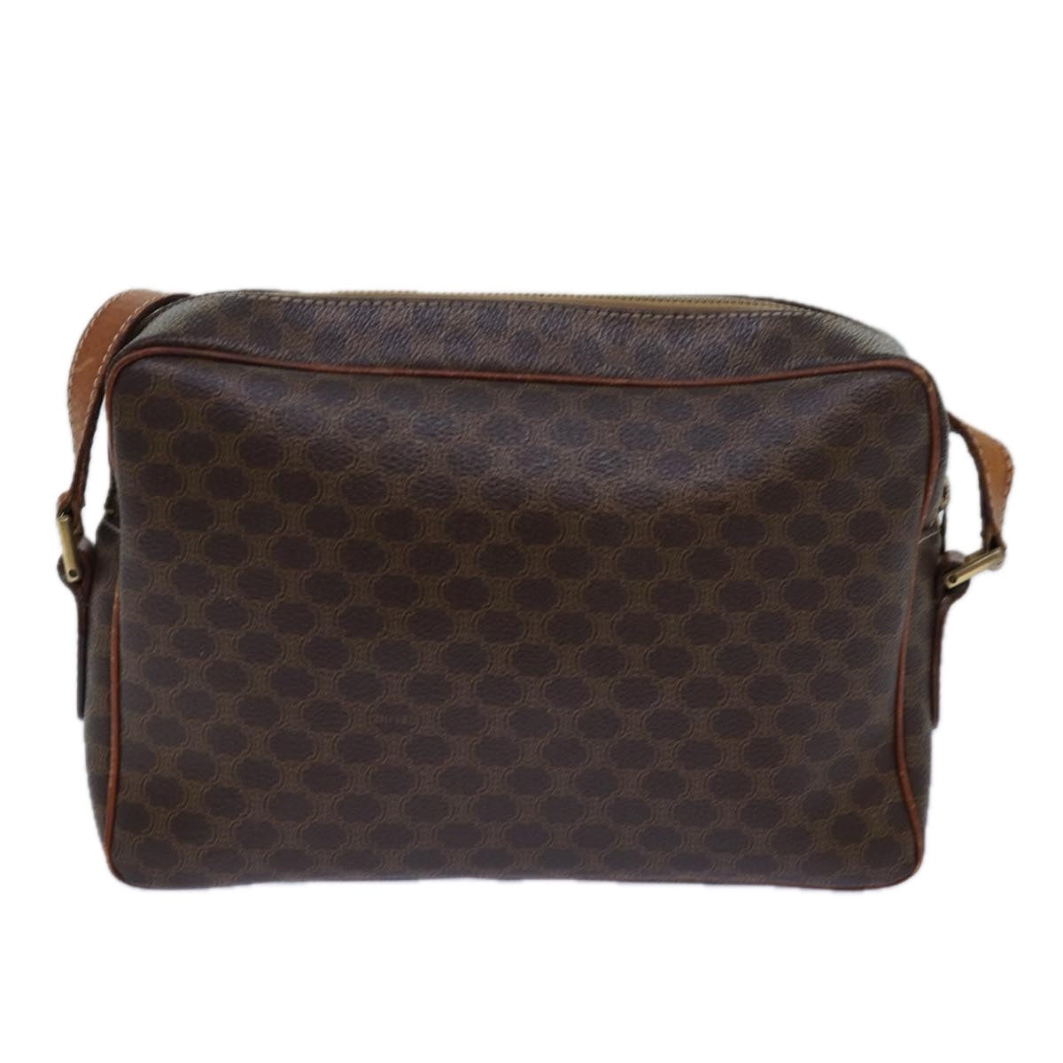 CELINE Macadam Canvas Shoulder Bag Pvc Leather Brown Gold - 3