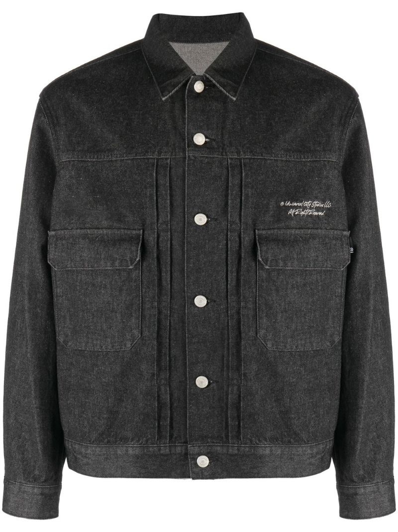 graphic-print denim jacket - 1