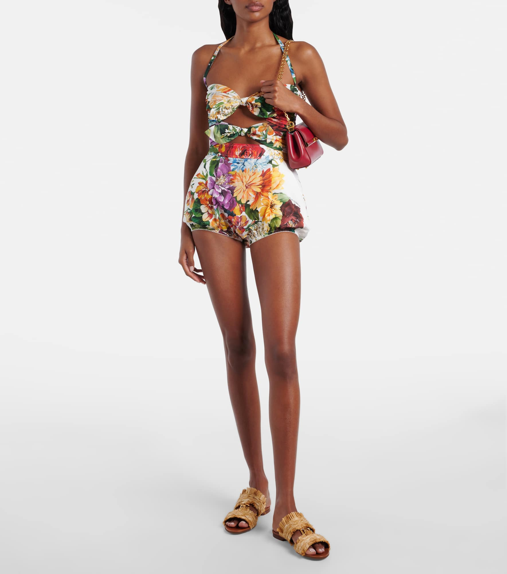 Floral cotton poplin shorts - 2