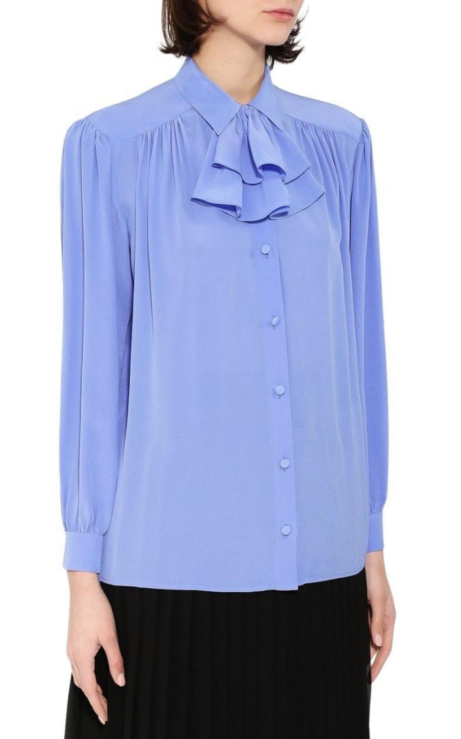 Ruffle-neck Silk Blouse - 3