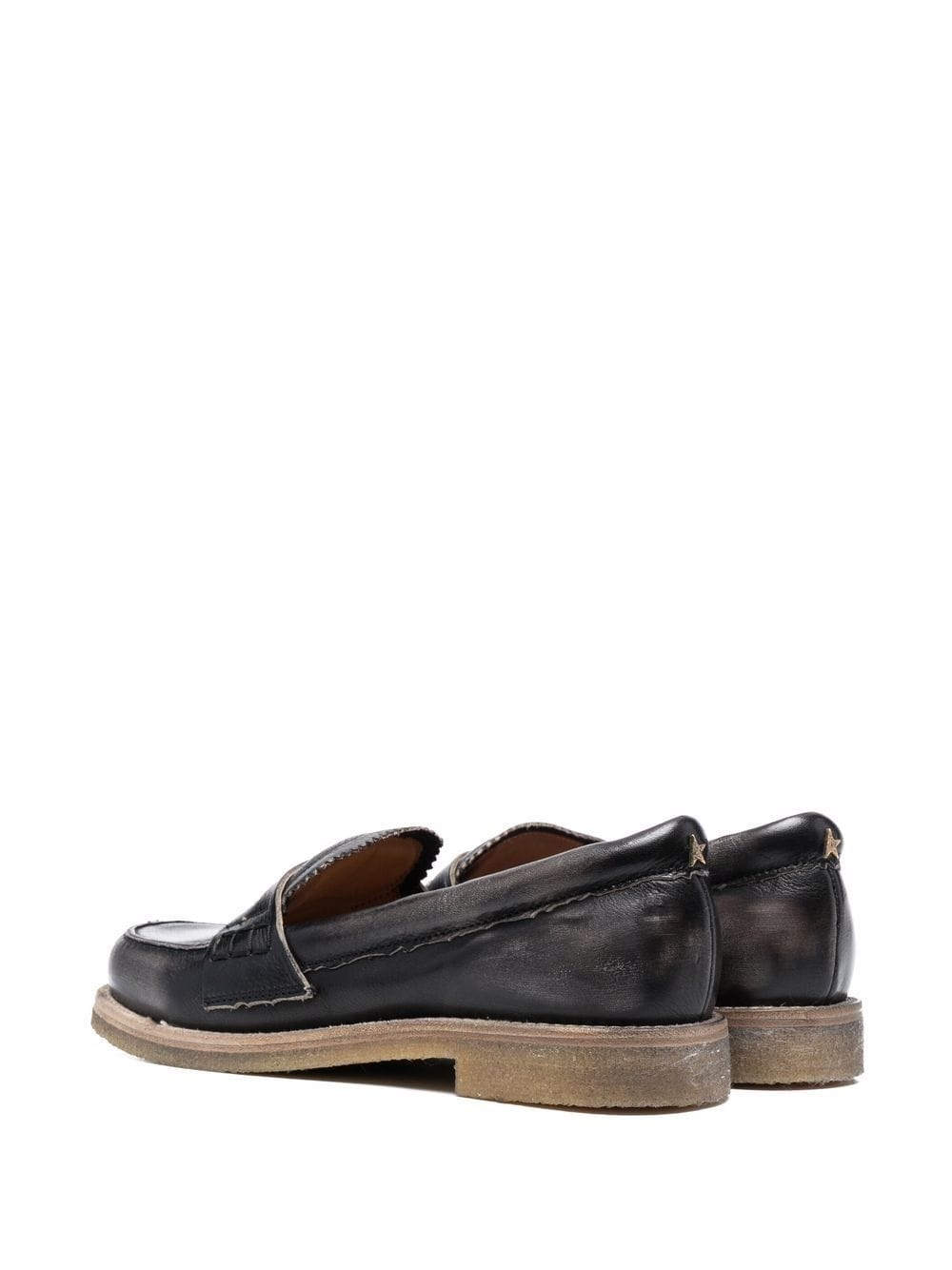 distressed effect logo-print loafers - 3