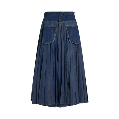 sacai Pleated Denim Skirt in Blue outlook