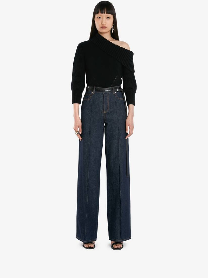 Alexander McQueen One-shoulder Jumper in Black outlook