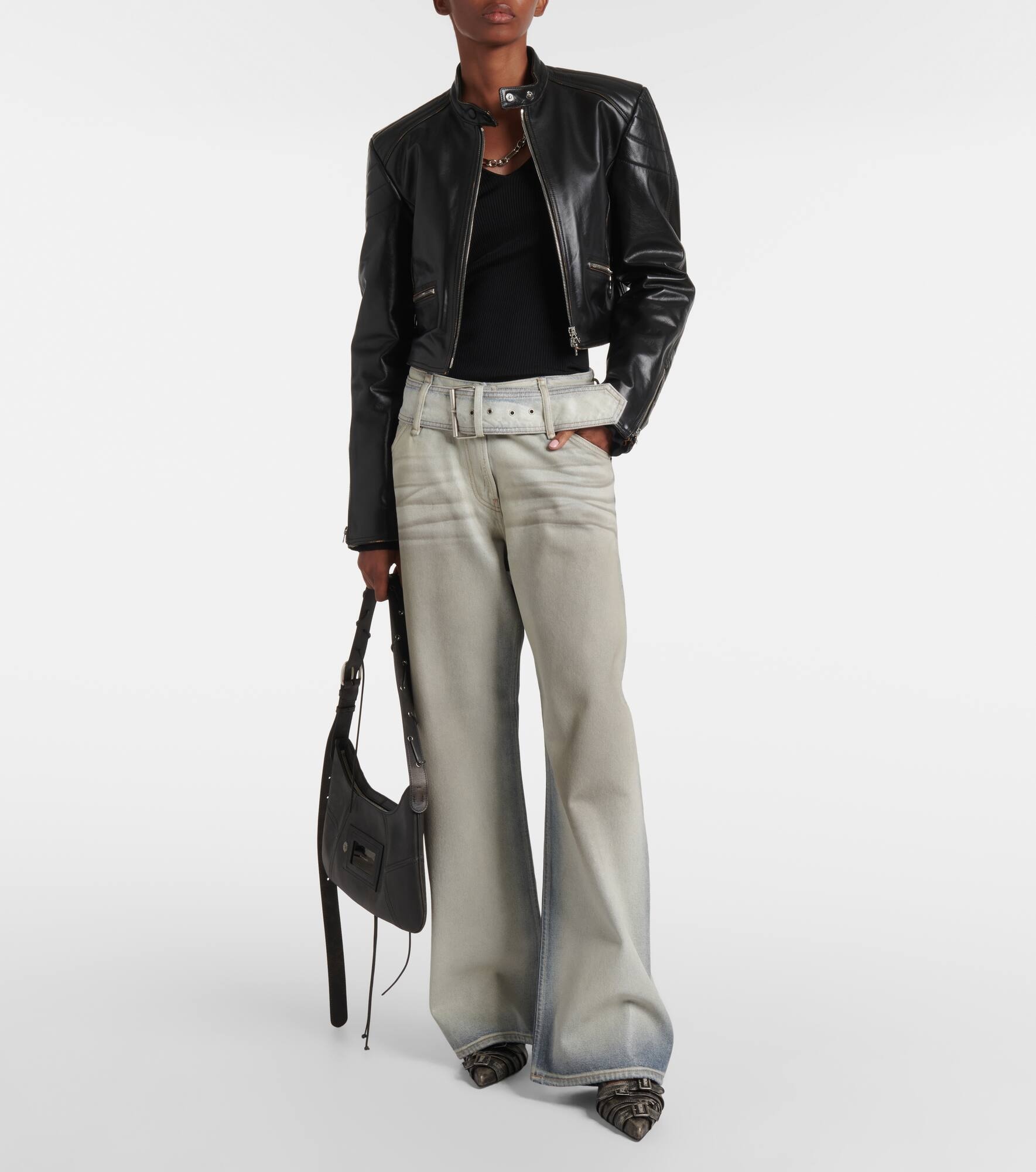 Leather biker jacket - 2