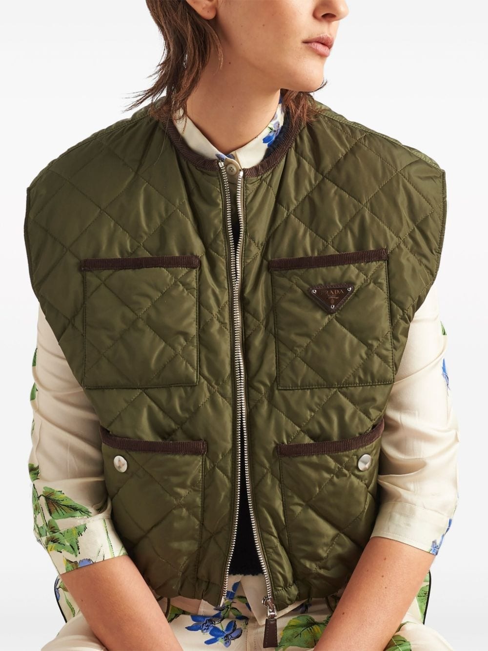triangle-logo quilted gilet - 5