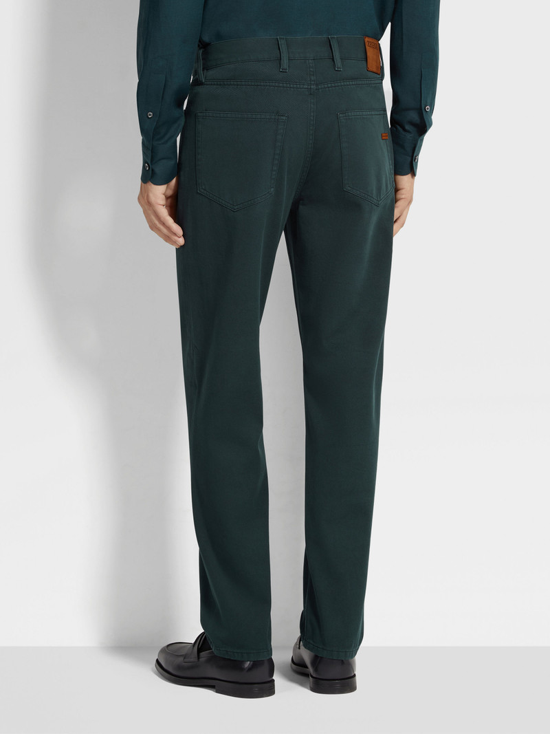 DARK GREEN COTTON AND CASHMERE ROCCIA PANTS 5