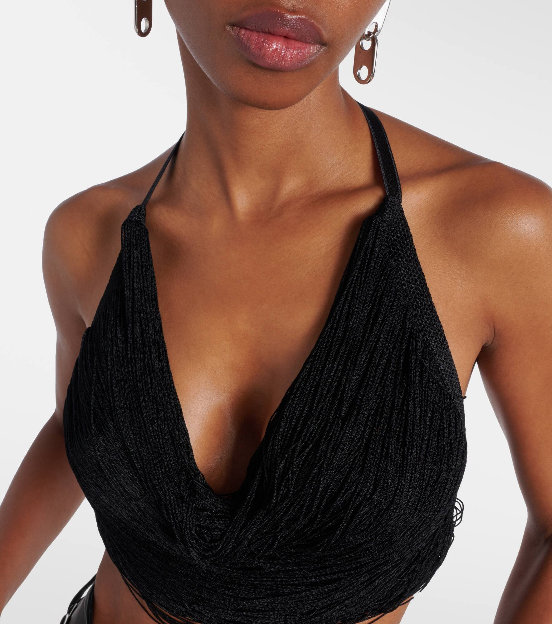 Fringed halterneck bralette - 4