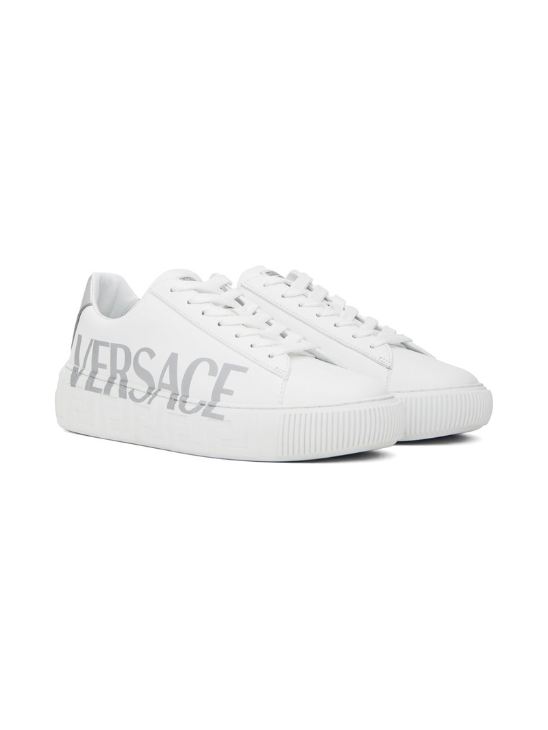 White & Silver Greca Sneakers 4