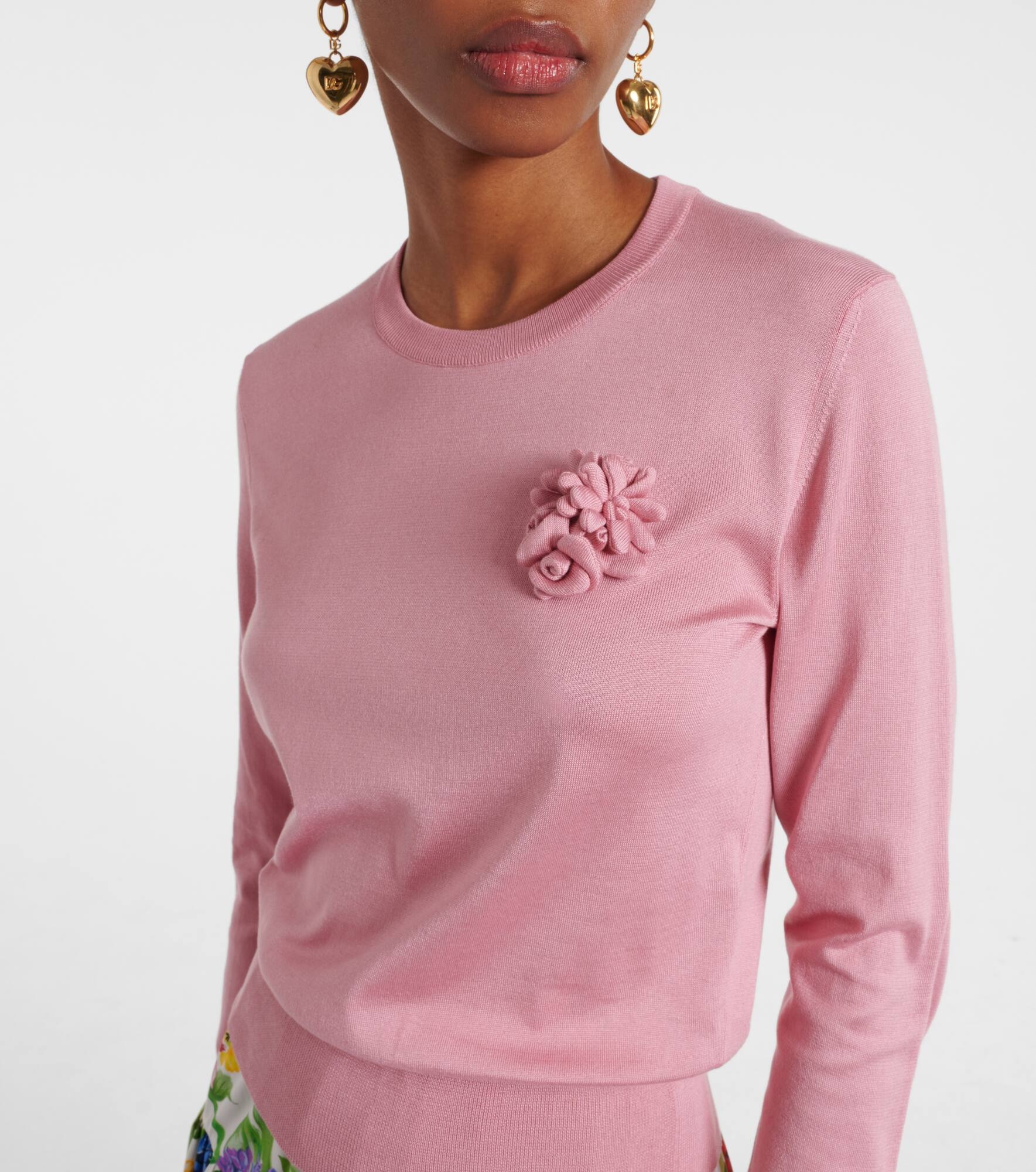 Floral-appliqué sweater - 4