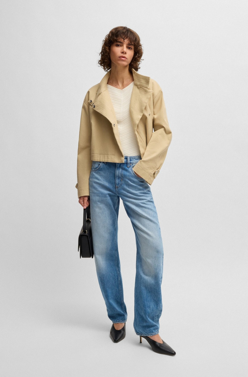 BOSS V-NECK TOP WITH KNITTED STRUCTURE outlook