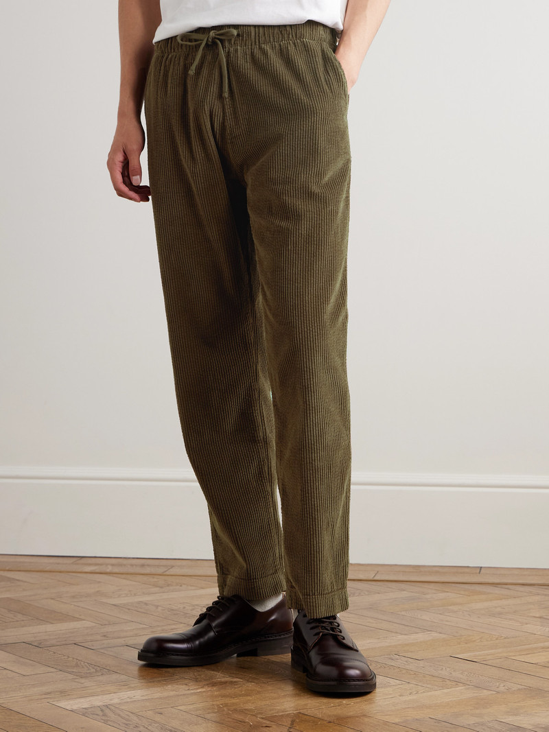 Joggy Straight-Leg Cotton-Corduroy Drawstring Trousers 3