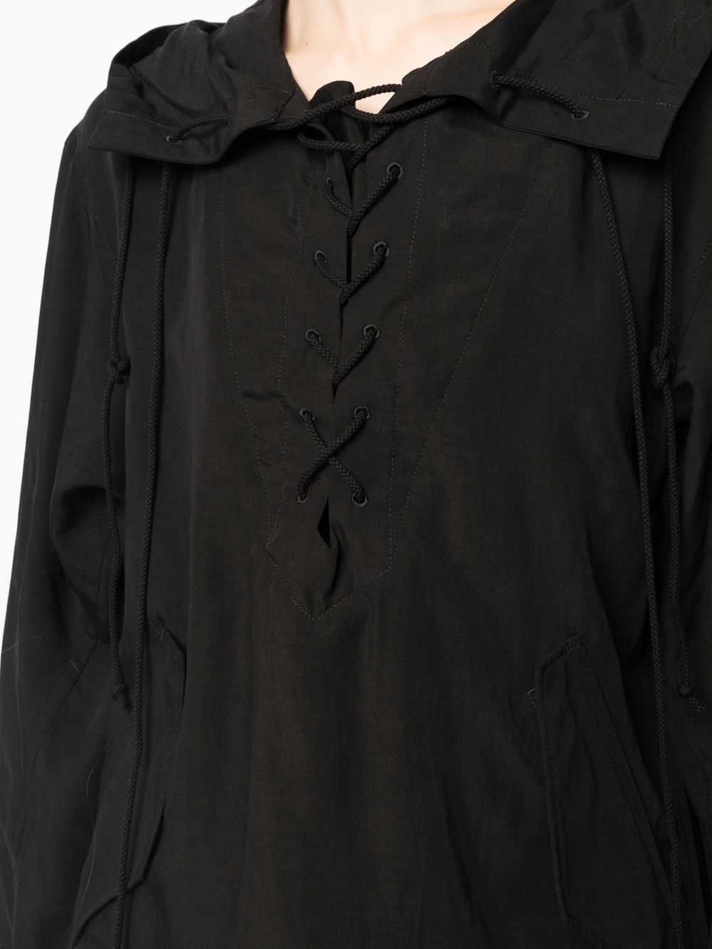 Yohji Yamamoto drop-shoulder asymmetric hoodie - Black
