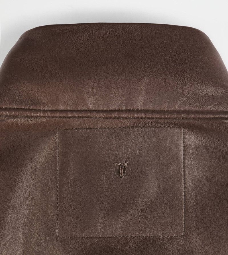 COMFORT FIT FIELD JACKET IN NAPPA LEATHER - BROWN 8
