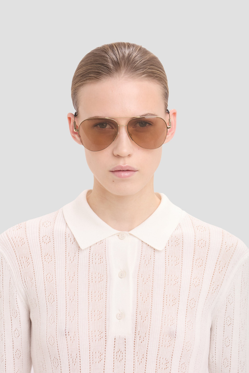 Victoria Beckham Metal Pilot Sunglass In Gold Blue outlook