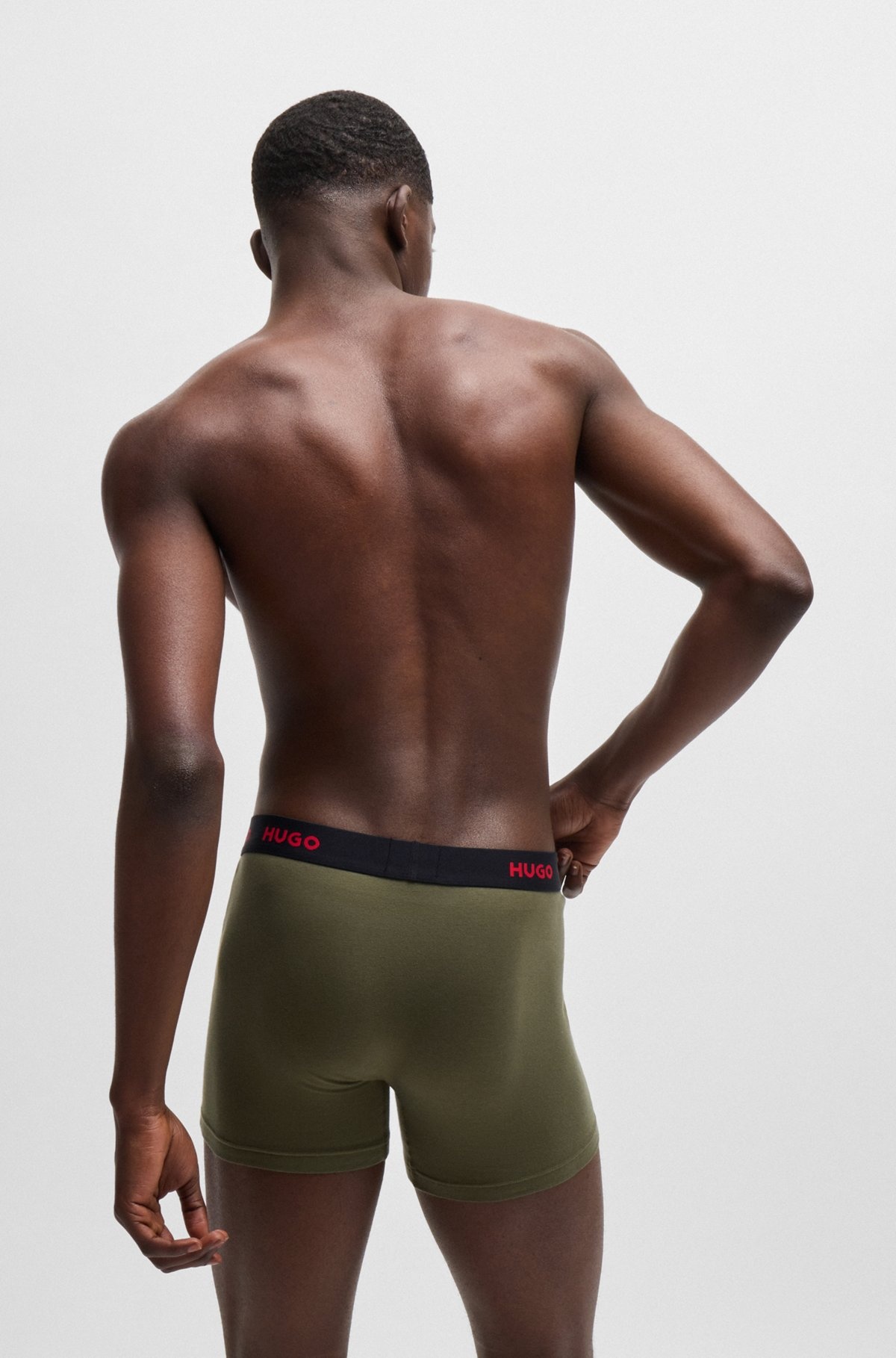 THREE-PACK OF STRETCH-COTTON BOXER BRIEFS WITH LOGOS - 3