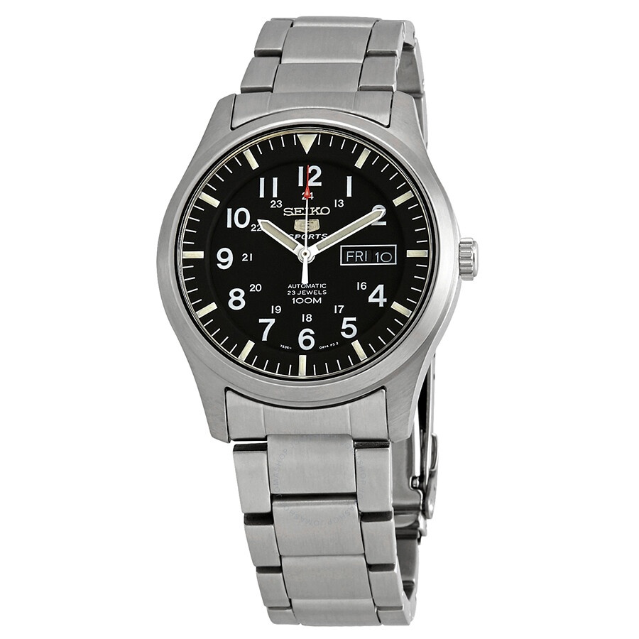 Seiko - Seiko 5 Automatic Black Dial Stainless Steel Men's Watch SNZG13K1 - 1
