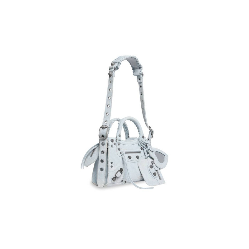 BALENCIAGA Women's Neo Cagole Xs Handbag In Denim With Rhinestones in Light Blue outlook