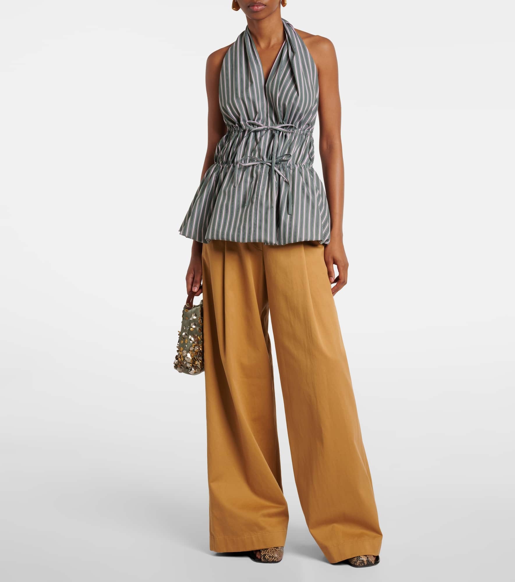 Striped halterneck cotton top - 2