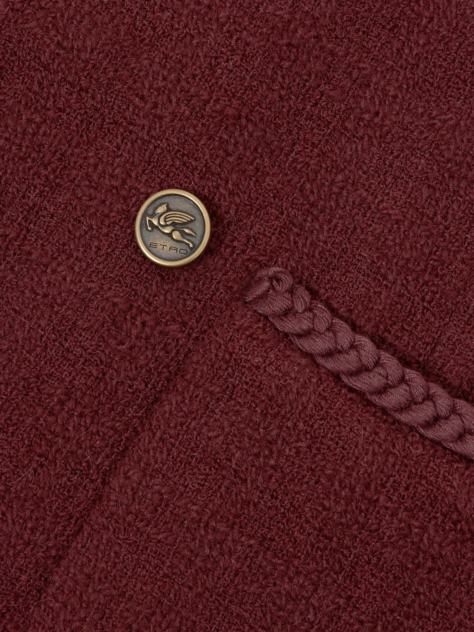 Double-breasted wool-blend tweed jacket Burgundy - 5
