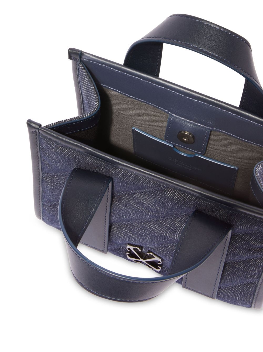 quilted denim tote bag - 7