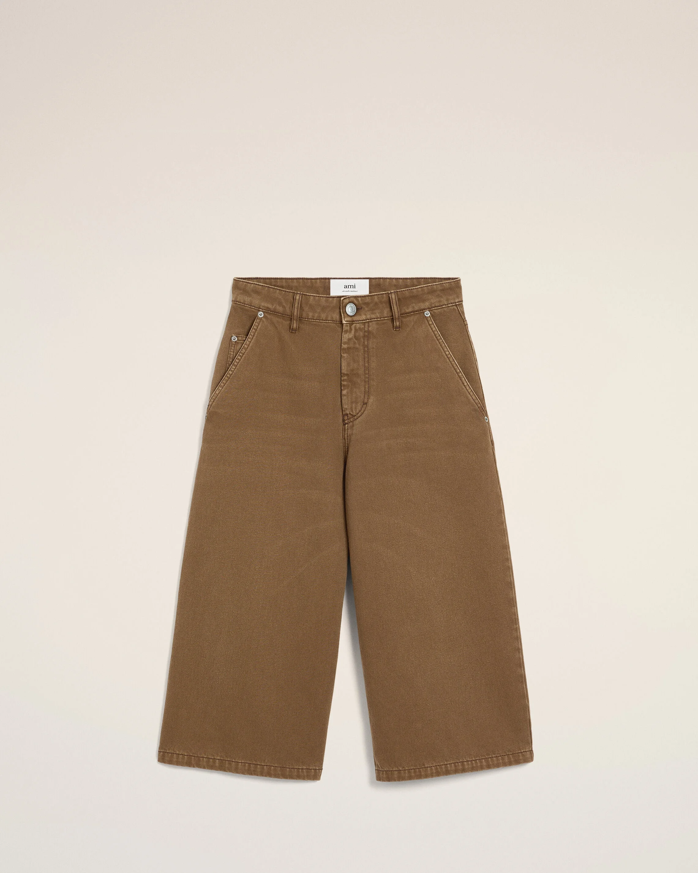 BROWN COTTON LONG BERMUDA SHORT - 1