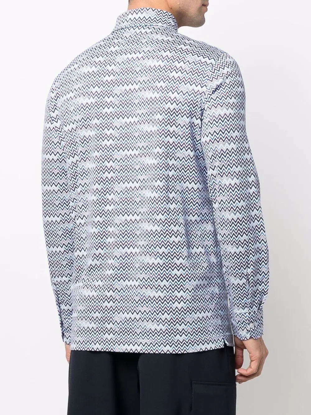 zigzag-pattern print long-sleeve shirt - 4