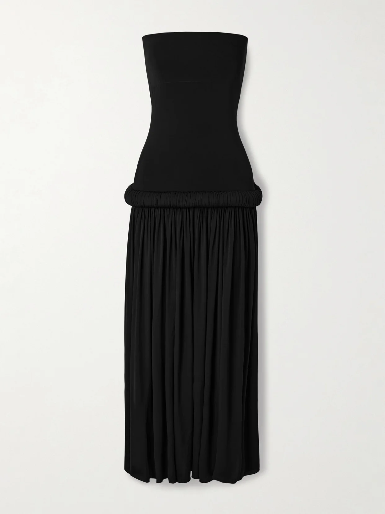 Strapless Pleated Stretch-jersey Midi Dress - 1