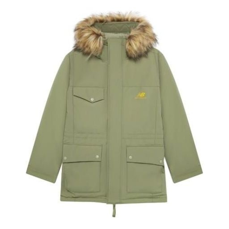 New Balance Fur Collar Warm Windproof Jacket 'Green' AMJ23371-FRO - 1